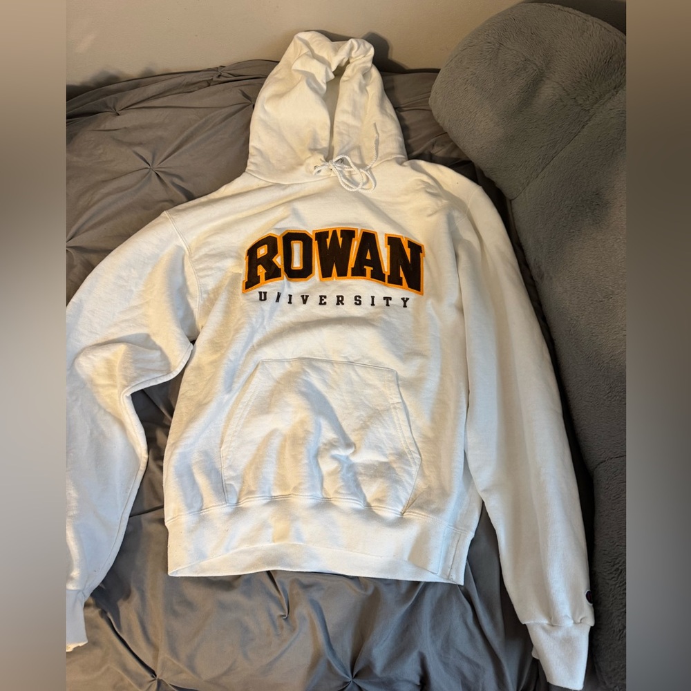 Champion Cream Hoodie with Gold and Brown Lettering